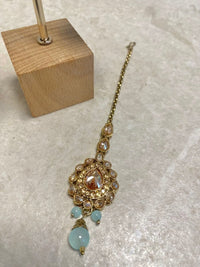 Jhumka Earring & Tikka set - Pale Blue - SOKORA JEWELSJhumka Earring & Tikka set - Pale Blue