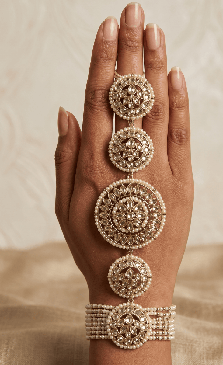 Jodhaa Bridal Hand piece - Champagne - SOKORA JEWELSJodhaa Bridal Hand piece - Champagne