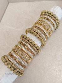 Jodhaa Luxury Bangle stack - Golden - SOKORA JEWELSJodhaa Luxury Bangle stack - GoldenBANGLES