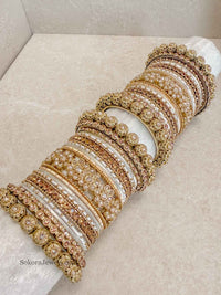 Jodhaa Luxury Bangle stack - Golden - SOKORA JEWELSJodhaa Luxury Bangle stack - GoldenBANGLES