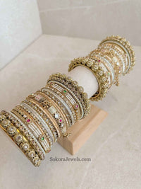 Jodhaa Luxury Kundan Bangle stack - SOKORA JEWELSJodhaa Luxury Kundan Bangle stackBANGLES