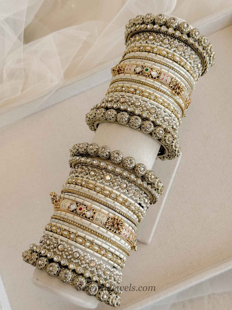 Jodhaa Luxury Kundan Bangle stack - SOKORA JEWELSJodhaa Luxury Kundan Bangle stackBANGLES
