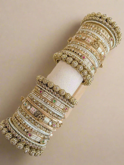 Jodhaa Luxury Kundan Bangle stack - SOKORA JEWELSJodhaa Luxury Kundan Bangle stackBANGLES