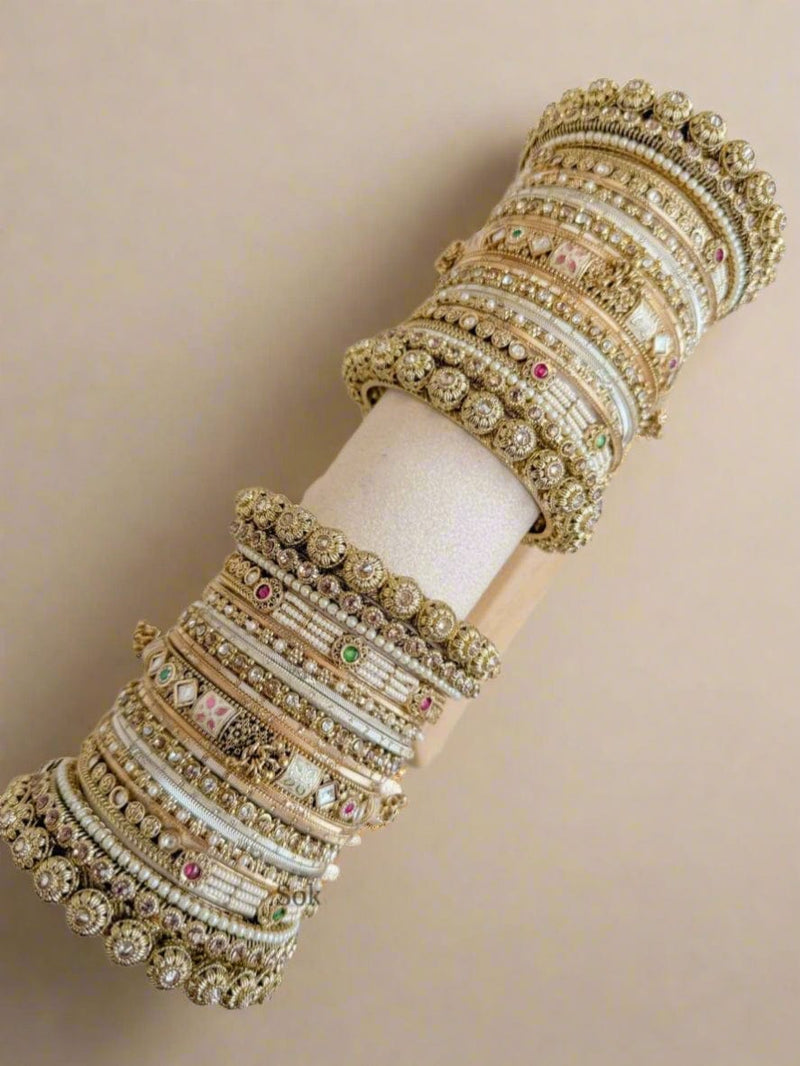 Jodhaa Luxury Kundan Bangle stack - SOKORA JEWELSJodhaa Luxury Kundan Bangle stackBANGLES
