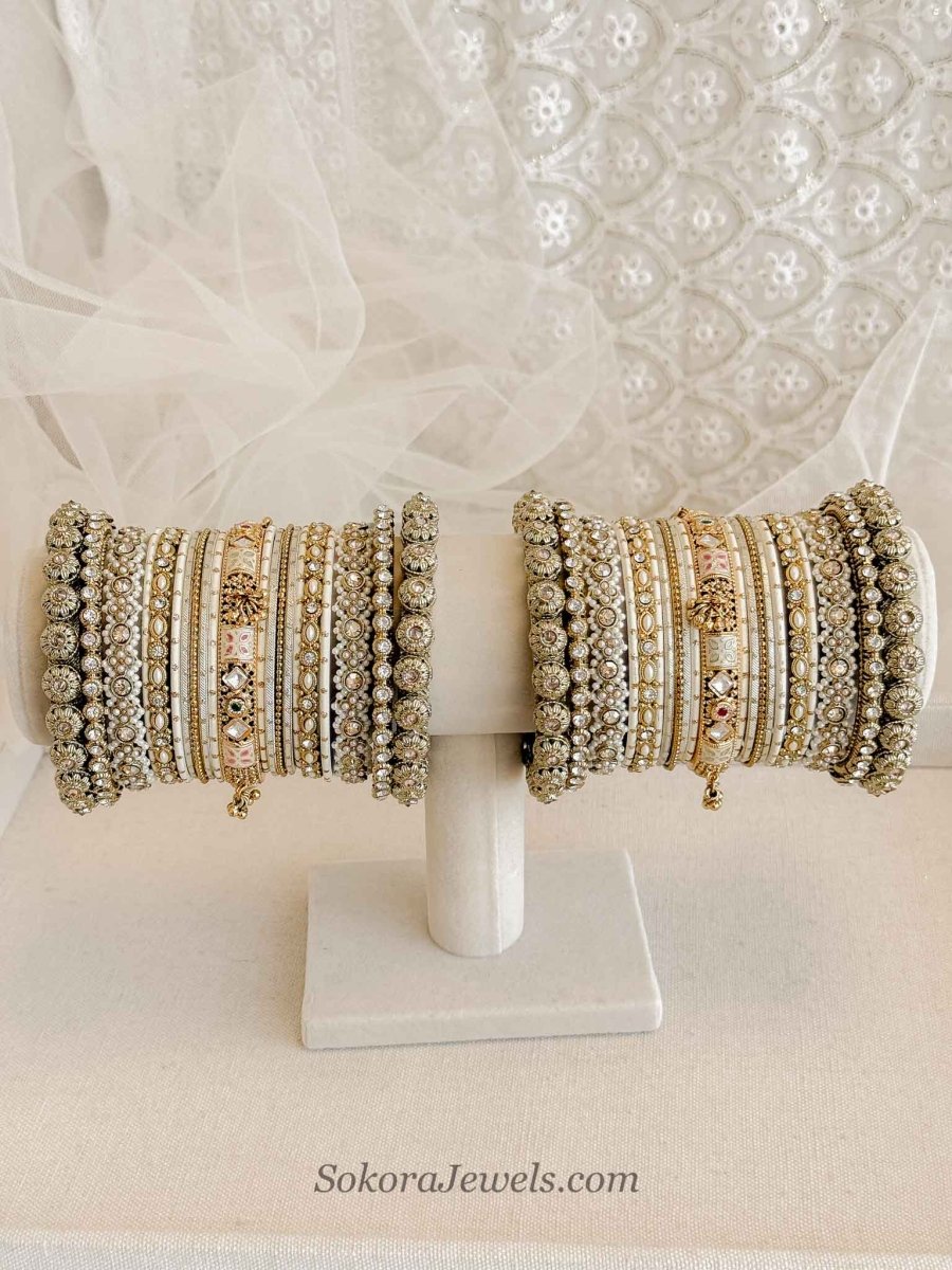 Jodhaa Luxury Kundan Bangle stack - SOKORA JEWELSJodhaa Luxury Kundan Bangle stackBANGLES