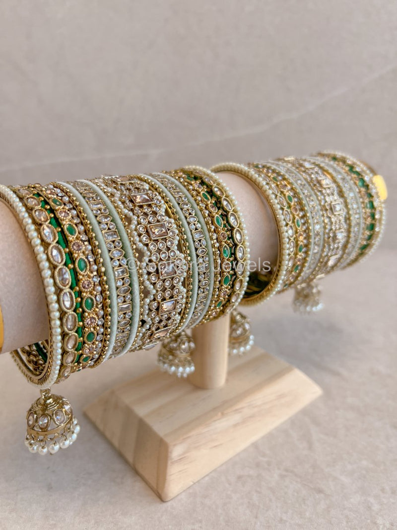 Julekha Bridal Bangle Set - Greens - SOKORA JEWELSJulekha Bridal Bangle Set - GreensBANGLES