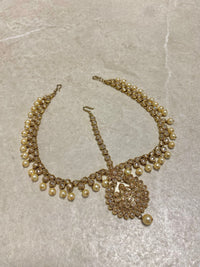 Antique Gold Mathapatti - Pearl