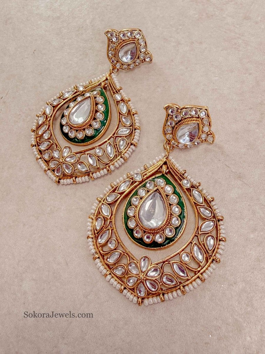 Kamlai Large Kundan Earrings - SOKORA JEWELSKamlai Large Kundan Earrings