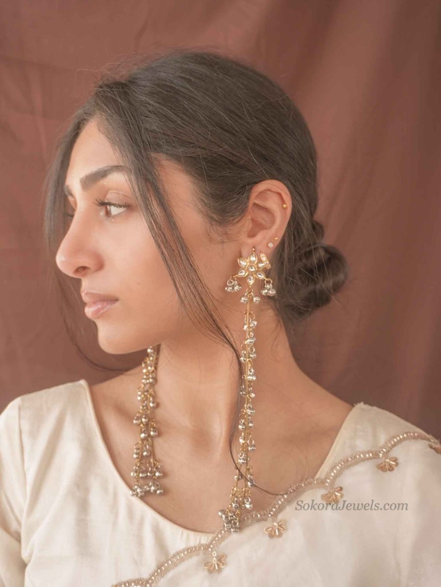 Kashmiri style Long Shoulder Duster Earrings - SOKORA JEWELSKashmiri style Long Shoulder Duster Earrings