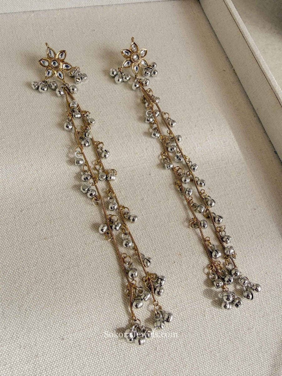 Kashmiri style Long Shoulder Duster Earrings - SOKORA JEWELSKashmiri style Long Shoulder Duster Earrings