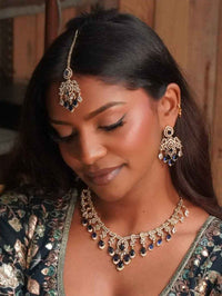 Katrina Bridal American Diamond Set – Antique Gold Base - SOKORA JEWELSKatrina Bridal American Diamond Set – Antique Gold BaseNECKLACE SETS