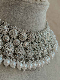 Kavi Pearl Necklace Set - Silver - SOKORA JEWELSKavi Pearl Necklace Set - Silver