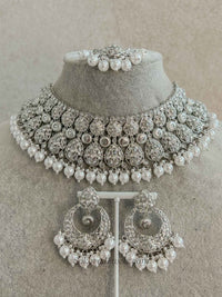 Kavi Pearl Necklace Set - Silver - SOKORA JEWELSKavi Pearl Necklace Set - Silver