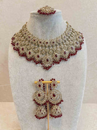 Kavita Bridal Necklace Set - Maroon - SOKORA JEWELSKavita Bridal Necklace Set - Maroon