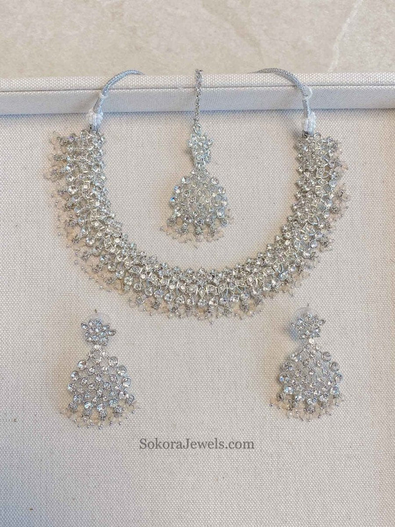 Khadija Silver Necklace Sets - SOKORA JEWELSKhadija Silver Necklace Sets