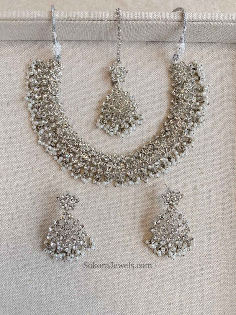 Khadija Silver Necklace Sets - SOKORA JEWELSKhadija Silver Necklace Sets