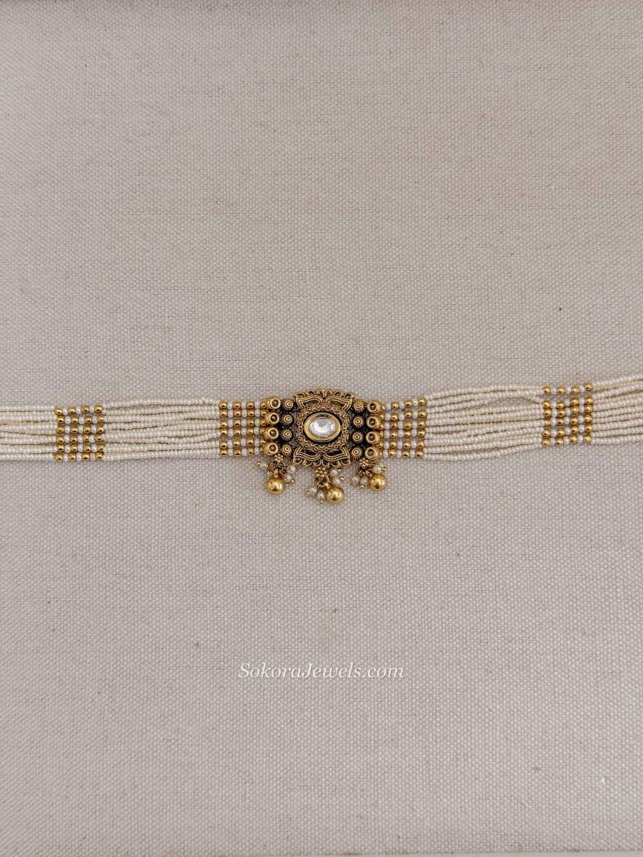 Kundan Beaded Bridal Waist Chain - SOKORA JEWELSKundan Beaded Bridal Waist Chain
