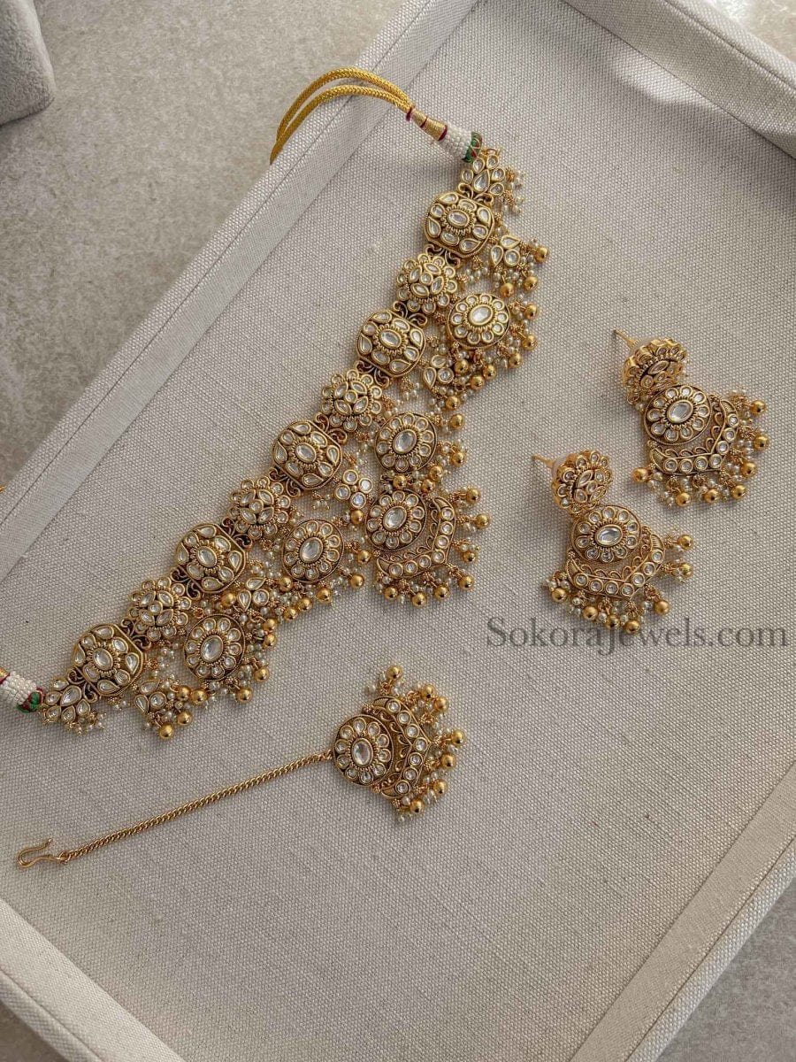 Kundan Bridal Choker Set - SOKORA JEWELSKundan Bridal Choker Set