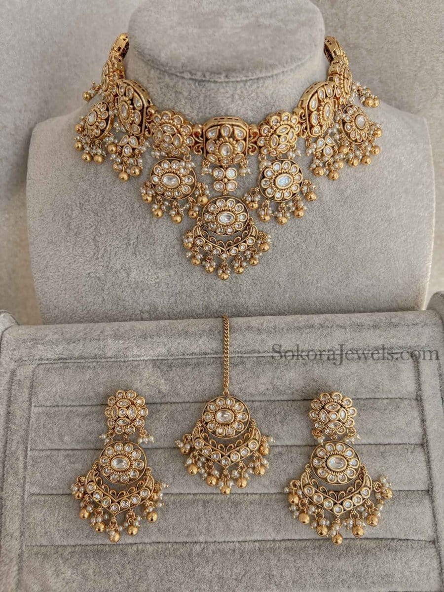 Kundan Bridal Choker Set - SOKORA JEWELSKundan Bridal Choker Set
