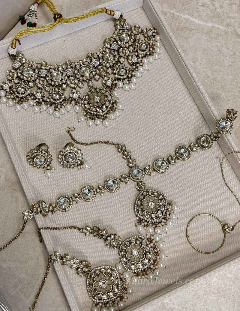 Kundan Bridal set with Headband - SOKORA JEWELSKundan Bridal set with Headband