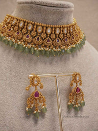 Kundan Choker set - Ruby & Green - SOKORA JEWELSKundan Choker set - Ruby & GreenNECKLACE SETS