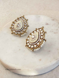 Kundan Drop Shape Earring Tops - SOKORA JEWELSKundan Drop Shape Earring Topsstuds and tops