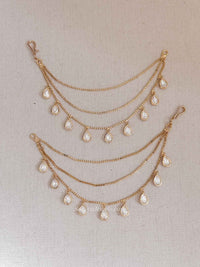 Kundan Droplet Earring Chains - SOKORA JEWELSKundan Droplet Earring ChainsEARRINGS
