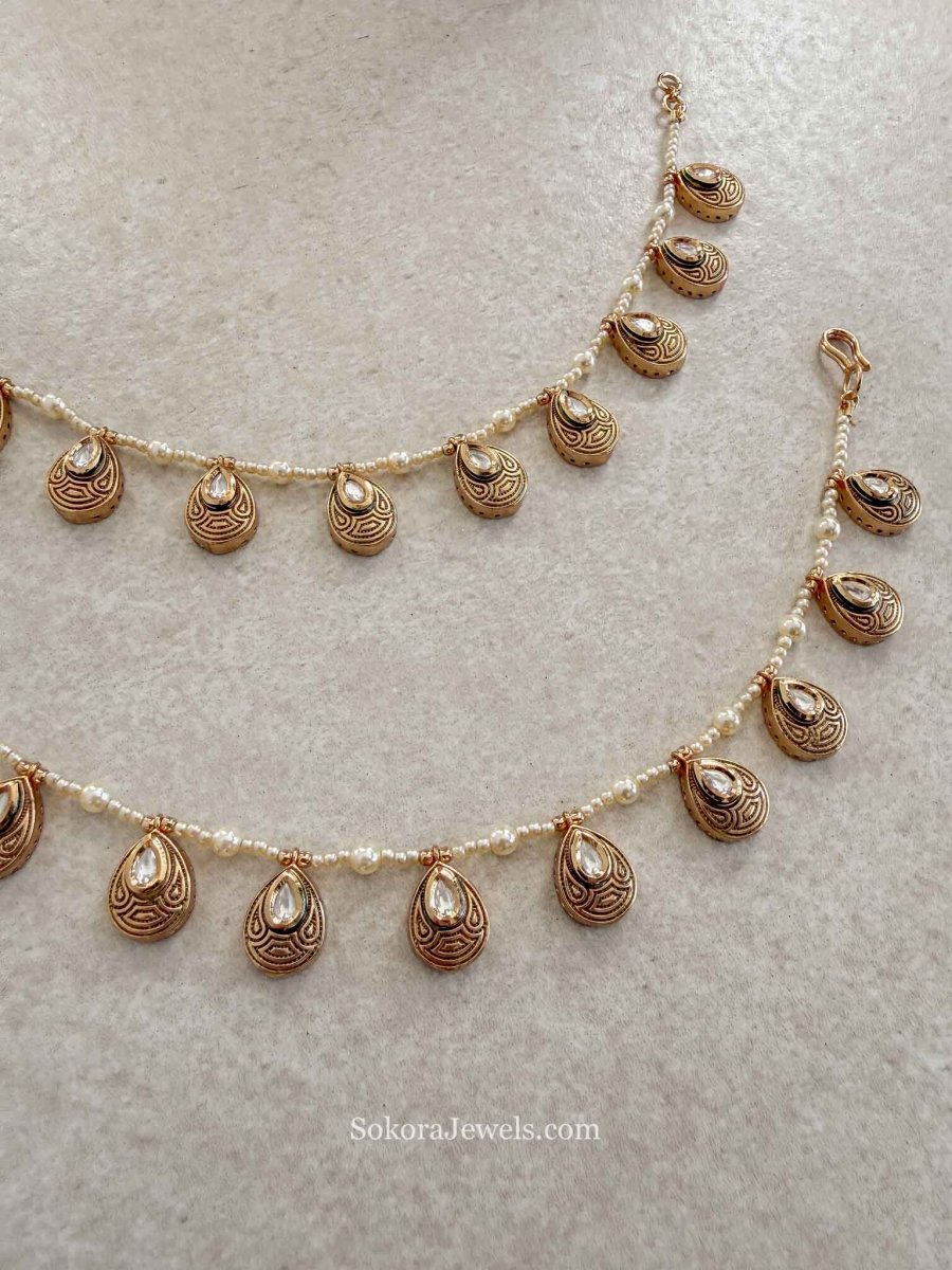 Kundan Earring Chains - SOKORA JEWELSKundan Earring ChainsEARRINGS