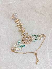 Kundan Hand Harness - Green - SOKORA JEWELSKundan Hand Harness - Green