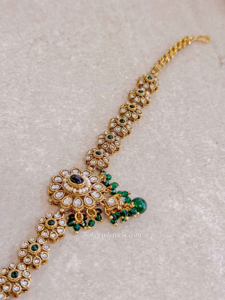 Kundan Headband - Green - SOKORA JEWELSKundan Headband - Green