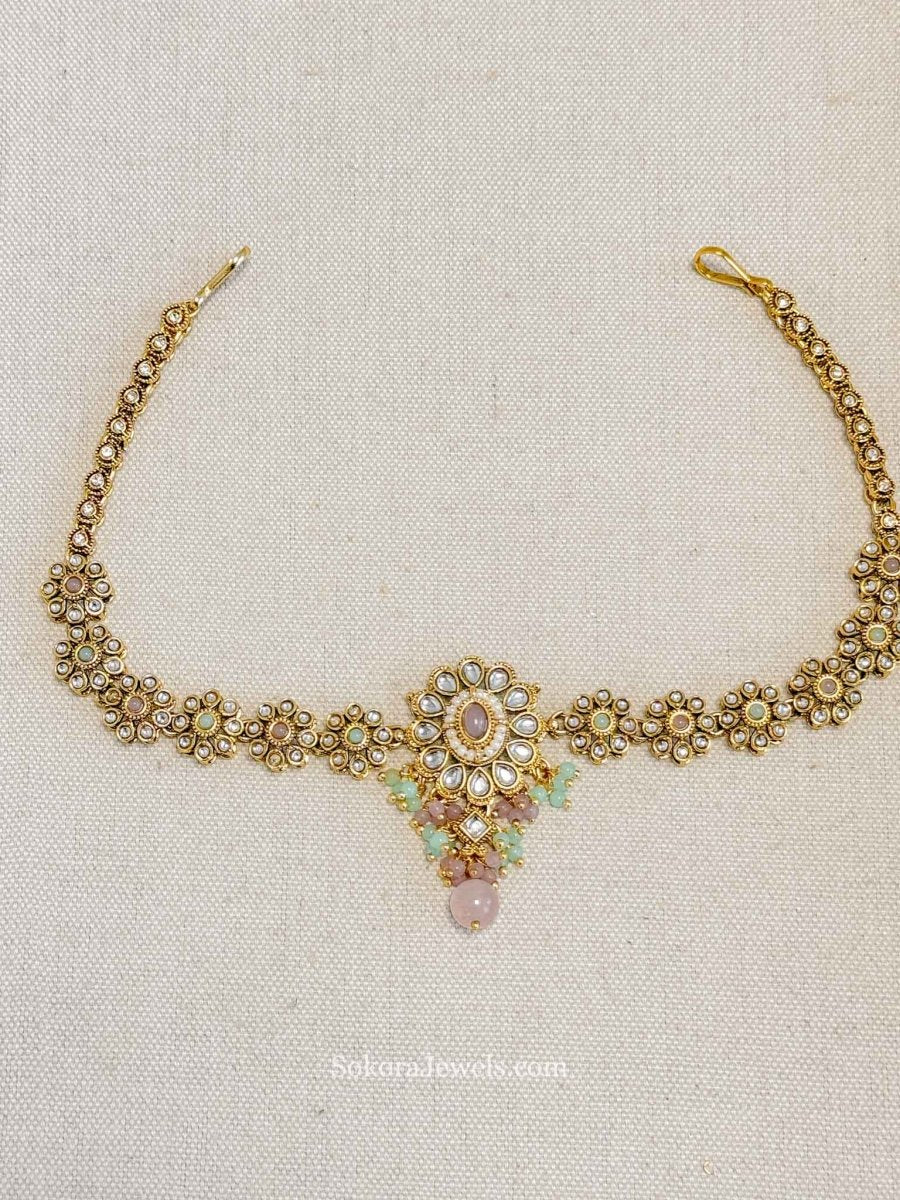 Kundan Headband - Pastel - SOKORA JEWELSKundan Headband - Pastel