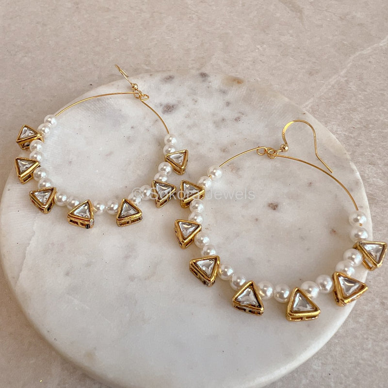 Kundan Hoop Earrings - Antique - SOKORA JEWELSKundan Hoop Earrings - Antique