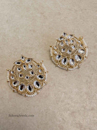 Kundan Large Stud Earrings - SOKORA JEWELSKundan Large Stud Earringsstuds and tops