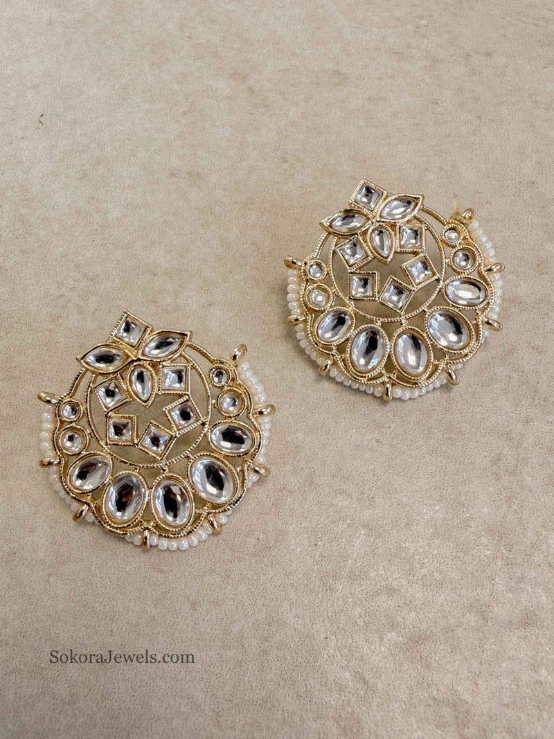 Kundan Large Stud Earrings - SOKORA JEWELSKundan Large Stud Earringsstuds and tops
