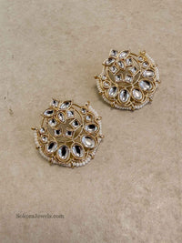 Kundan Large Stud Earrings - SOKORA JEWELSKundan Large Stud Earringsstuds and tops