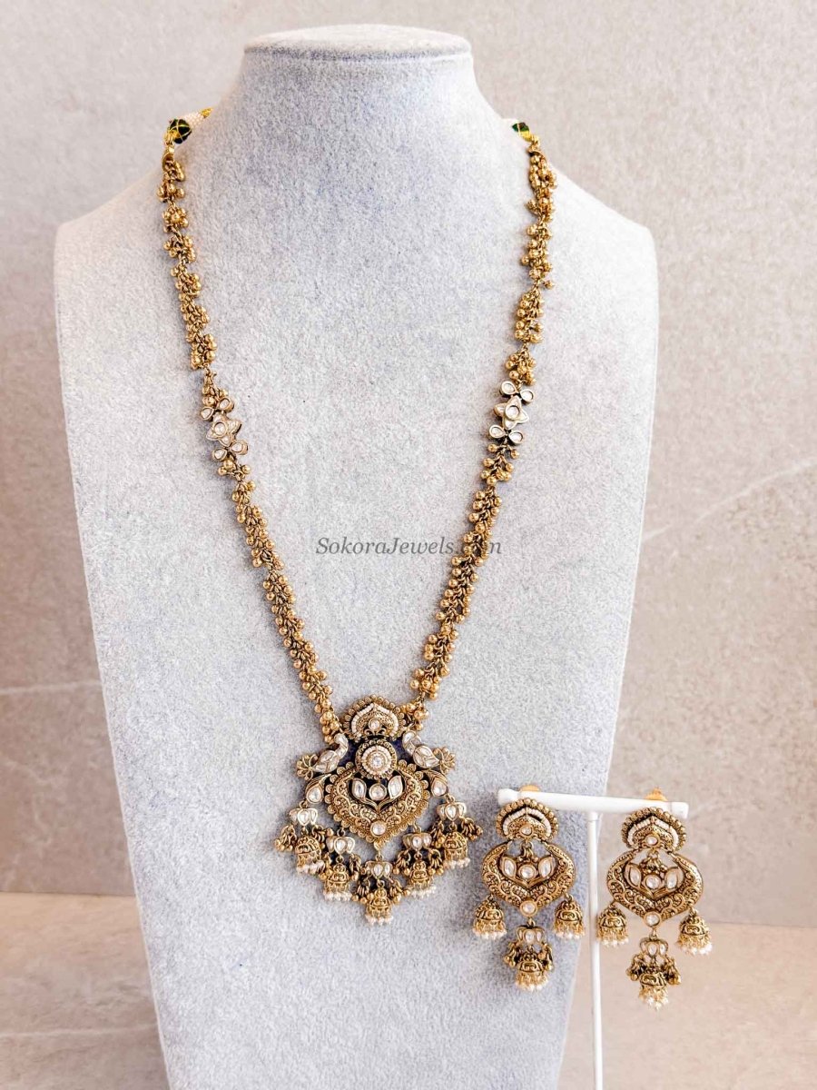 Kundan Mala with Earrings - SOKORA JEWELSKundan Mala with Earrings
