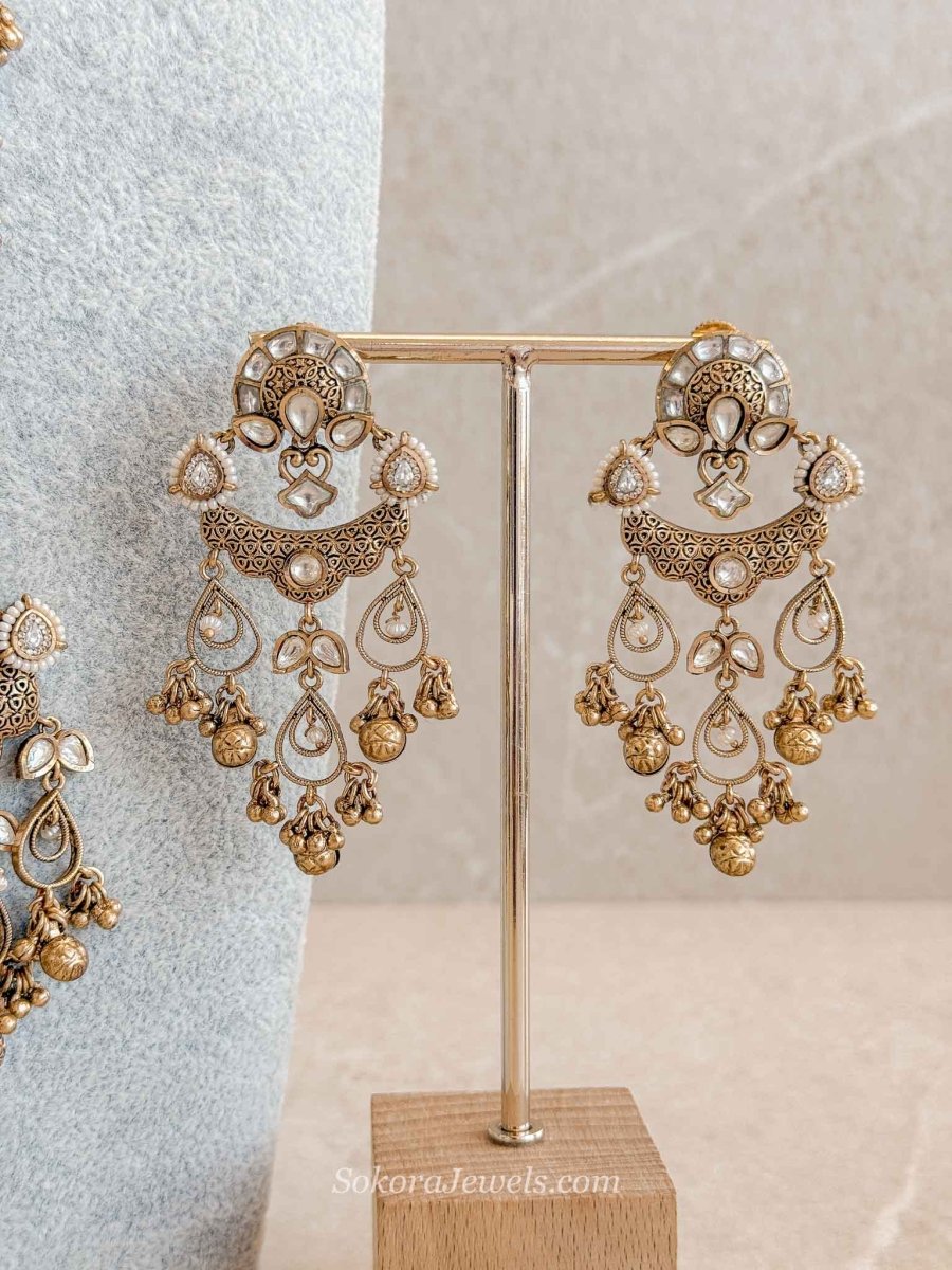 Kundan Mala with Earrings - SOKORA JEWELSKundan Mala with Earrings