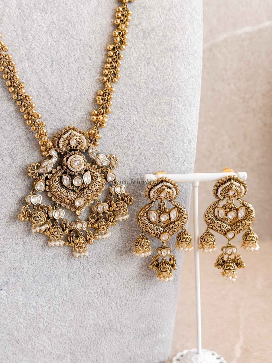 Kundan Mala with Earrings - SOKORA JEWELSKundan Mala with Earrings