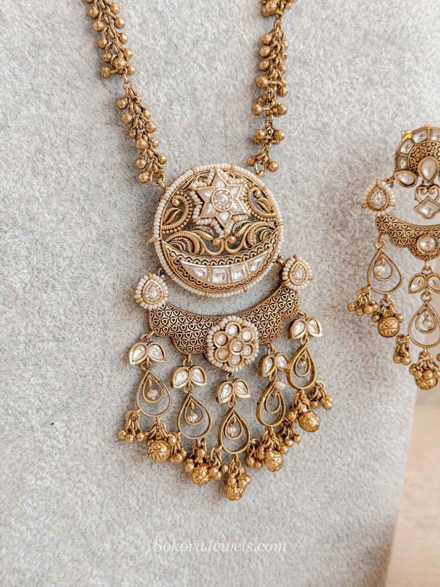 Kundan Mala with Earrings - SOKORA JEWELSKundan Mala with Earrings