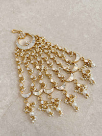 Kundan Mother Of Pearl Large Jhumar - SOKORA JEWELSKundan Mother Of Pearl Large Jhumar