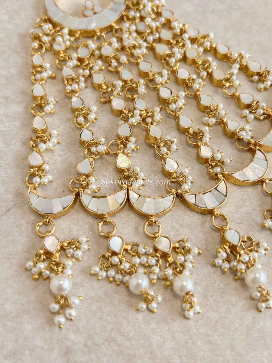 Kundan Mother Of Pearl Large Jhumar - SOKORA JEWELSKundan Mother Of Pearl Large Jhumar