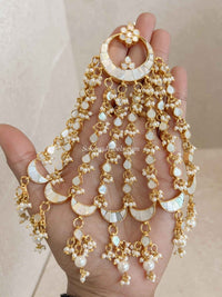 Kundan Mother Of Pearl Large Jhumar - SOKORA JEWELSKundan Mother Of Pearl Large Jhumar