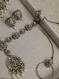 Kundan Pearl Bridal set with Headband - SOKORA JEWELSKundan Pearl Bridal set with Headband