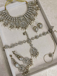 Kundan Pearl Bridal set with Headband - SOKORA JEWELSKundan Pearl Bridal set with Headband