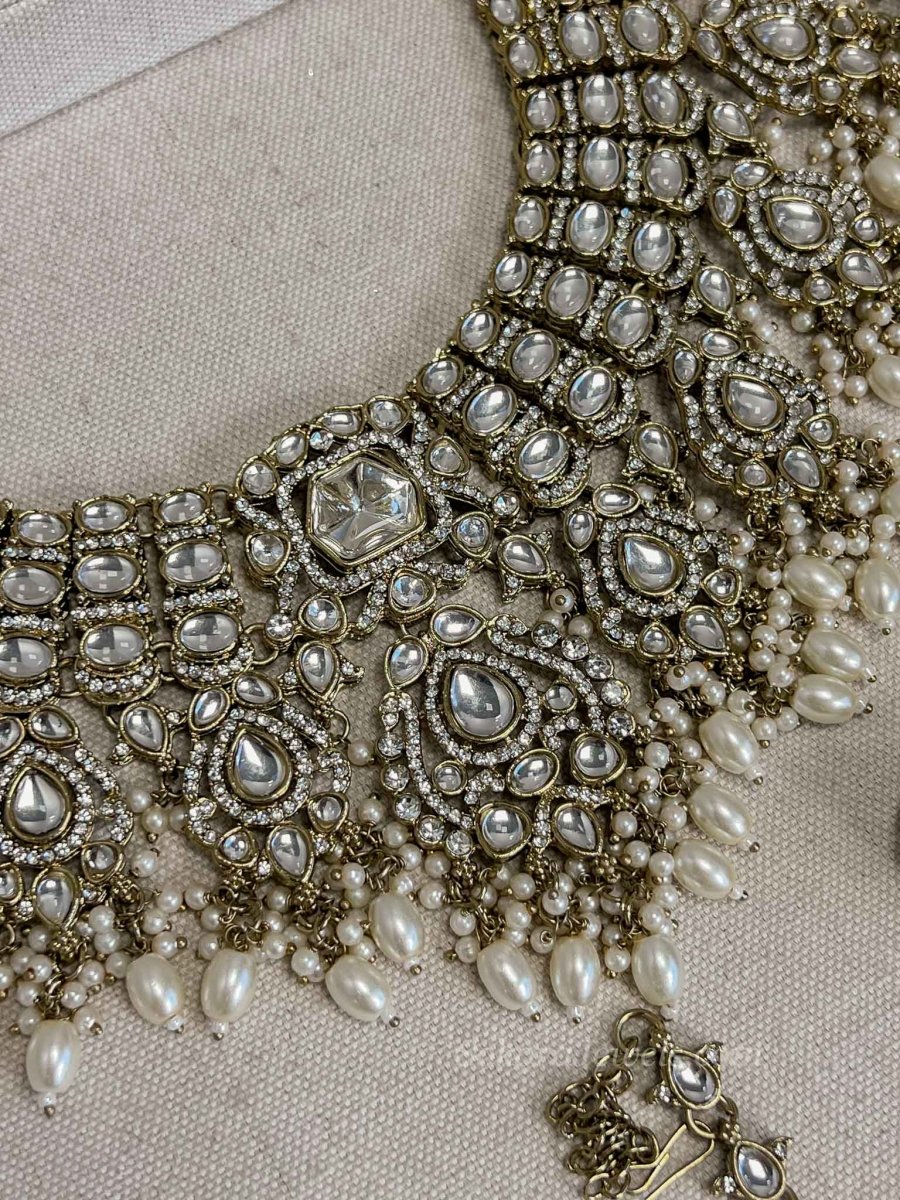 Kundan Pearl Bridal set with Headband - SOKORA JEWELSKundan Pearl Bridal set with Headband