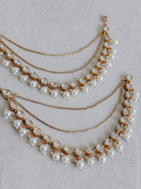 Kundan & Pearl Droplet Earring Chains - SOKORA JEWELSKundan & Pearl Droplet Earring ChainsEARRINGS