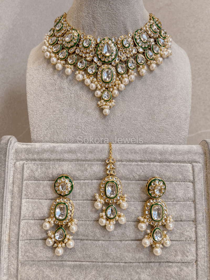 Kylie Faux Kundan Set - Pearl - SOKORA JEWELSKylie Faux Kundan Set - PearlNECKLACE SETS