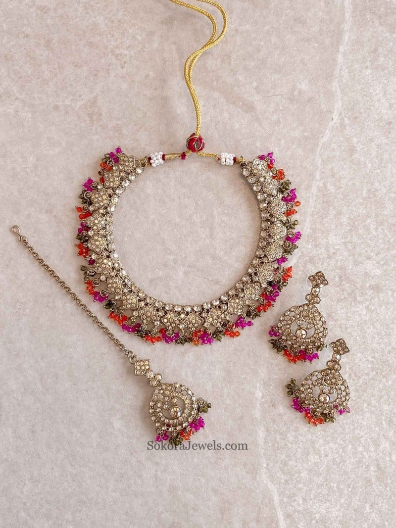 Laila Golden Necklace Sets - SOKORA JEWELSLaila Golden Necklace Sets