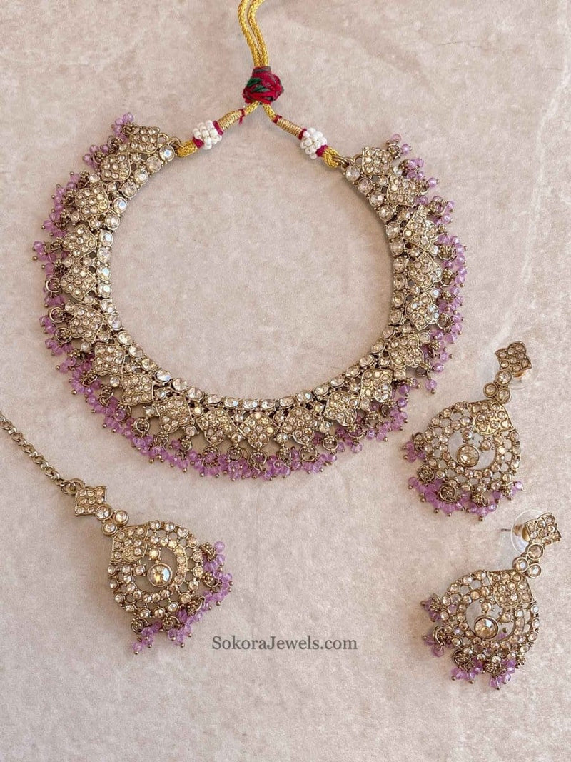 Laila Golden Necklace Sets - SOKORA JEWELSLaila Golden Necklace Sets