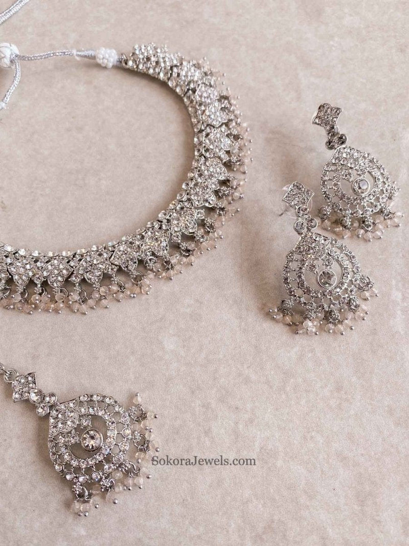 Laila Silver Necklace Sets - SOKORA JEWELSLaila Silver Necklace Sets